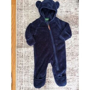 L.L.Bean Hi-Pile Fleece Bunting Infant 3-6 Months Blue Bear